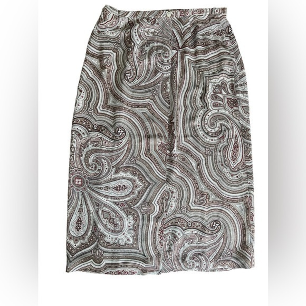 Talbots‎ Silk Red/Tan Paisley vintage maxi Skirt size 10